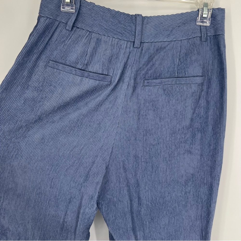 Reiss Thea Tapered Pleated Corduroy Blue Trousers Straight Leg Pants - Picture 6 of 14